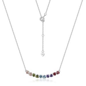 Smile love color zirconia necklace women S925 silver with rainbow zirconia collarbone chain simple light luxury