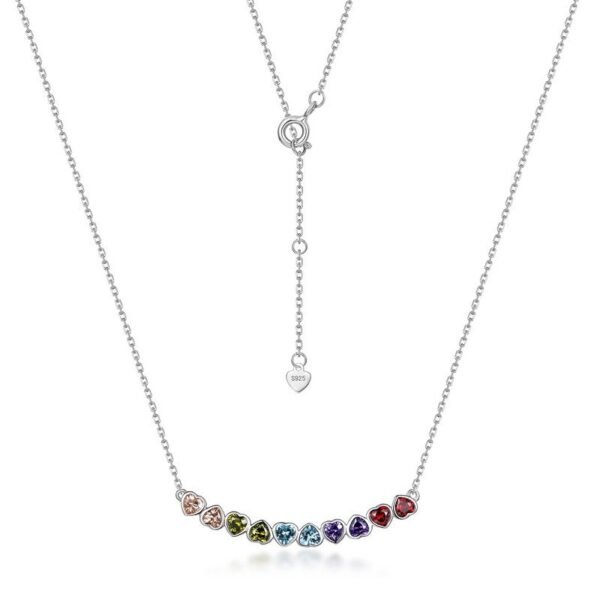 Smile love color zirconia necklace women S925 silver with rainbow zirconia collarbone chain simple light luxury