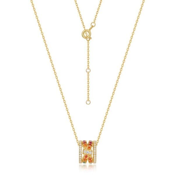 Hot pick light luxury lutong color zirconia necklace women S925 silver with rainbow zirconia lockbone pendant customized