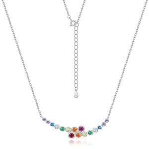 Summer original rainbow bubble necklace S925 silver colorful treasure collarbone chain niche light luxury design sense