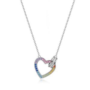 S925 silver rainbow zircon love necklace full of diamonds colorful treasure ring interlocking collarbone chain fashionable hundred matching