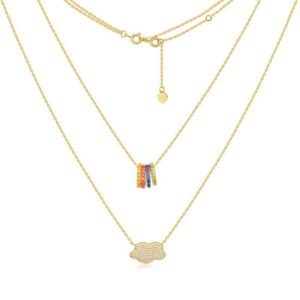 S925 silver colored zirconia cloud stacking necklace women big high class feeling sweater chain fashion light luxury