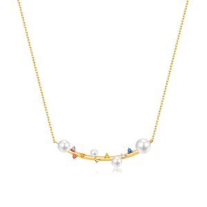 S925 silver colored zirconia necklace women pearl necklace light luxury niche design simple collarbone chain wind
