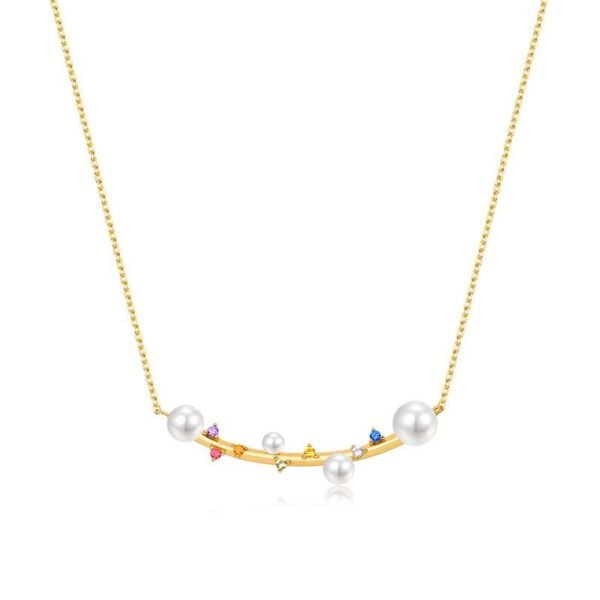 S925 silver colored zirconia necklace women pearl necklace light luxury niche design simple collarbone chain wind