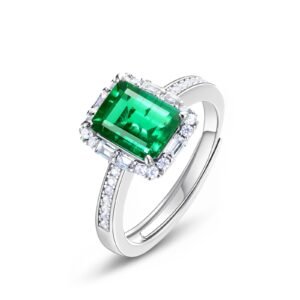 Colorful treasure luxury cultivation emerald ring women S925 silver inlaid full diamond hand jewelry fashion gemstone