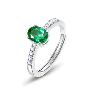 S925 silver ring light luxury fashion cultivation emerald ring women