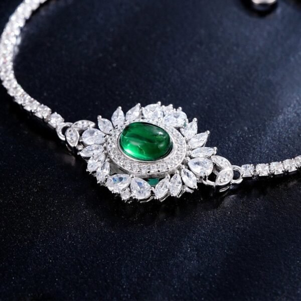 Light luxury retro cultivated emerald bracelet women S925 silver inlaid cultivated colorful treasure fashion hand jewelry - Image 6