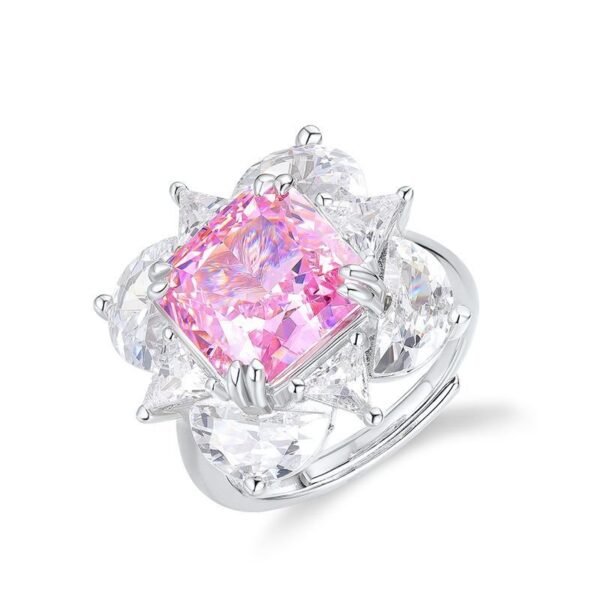 12ct square 10_10 simulated pink diamond ring women's ring wedding ice flower cut high carbon diamond ring - Image 6
