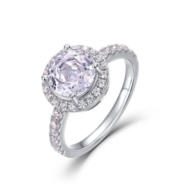 S925 silver millenary rose cut 3A zirconium ring surrounded by white zirconium finger ring light luxury fashion simple - Image 6