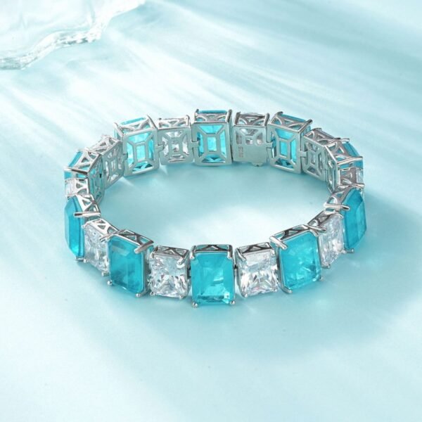 S925 silver inlaid cultivation color treasure bracelet double compartment color full of diamonds light luxury hand jewelry atmosphere fashion - Image 6