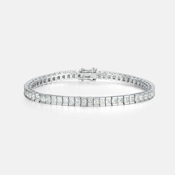 Box chain white zirconium bracelet S925 silver inlaid single row of colorful diamonds hand jewelry men and women fashionable and versatile - Image 6