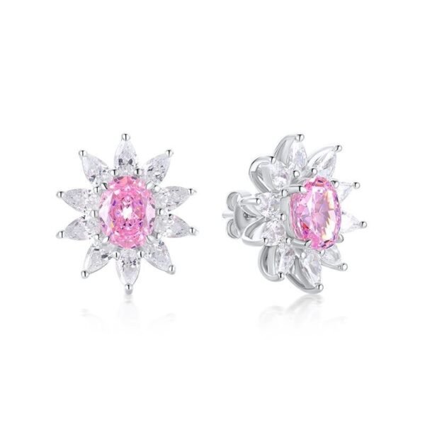 S925 sterling silver 3.2CT high carbon diamond earrings female fashion ice flower cut pink egg-shaped 7_9 earrings - Image 6