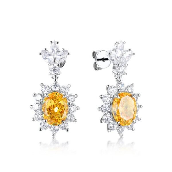 New sweet simple earrings sparkling ice flower cut high carbon diamond egg-shaped S925 silver fashion simple earrings - Image 6