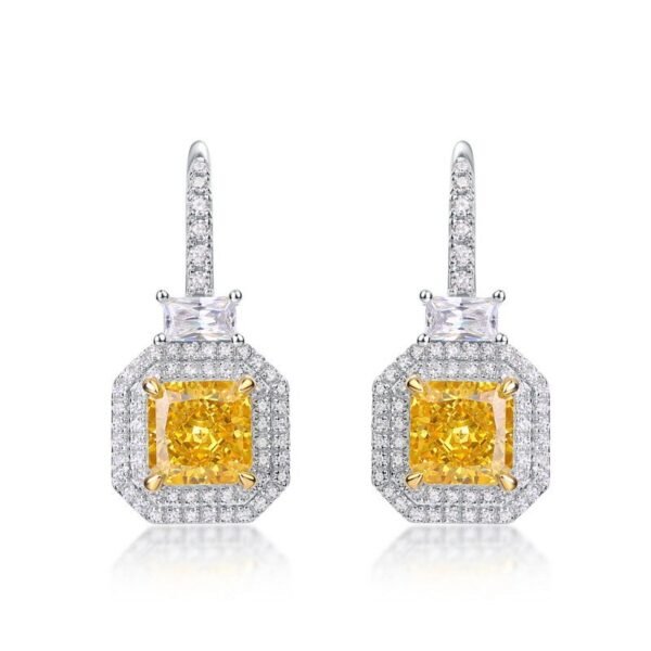 Premium feeling square ice flower cut high carbon diamond earrings S925 silver earrings for women - Image 6