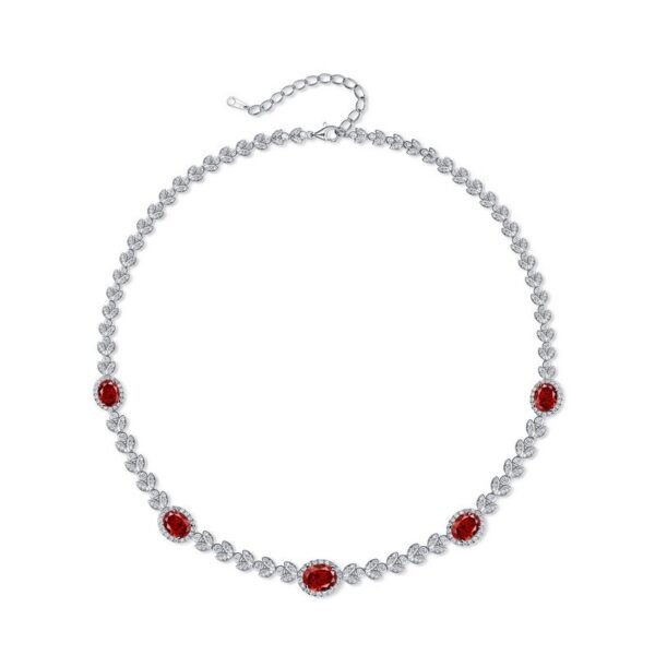 S925 silver necklace female red and blue ice flower cut high carbon diamond jewelry fashion hundred style - Image 6