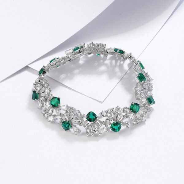 Heavy Cultured Colored Treasure Bracelet Women S925 Silver Set Cultured Cultured Emerald Hand Jewelry Premium Light Luxury - Image 6