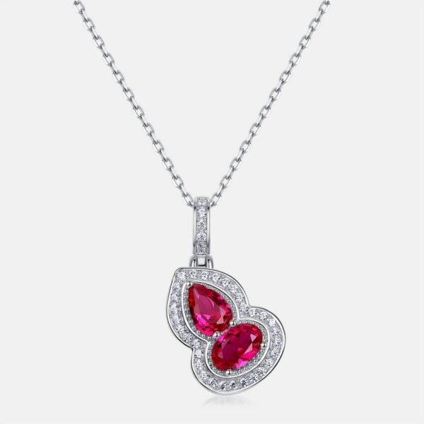 New Chinese cultivation ruby gourd necklace female S925 silver inlaid cultivation colorful treasure full of diamonds collarbone chain light luxury fashion - Image 6