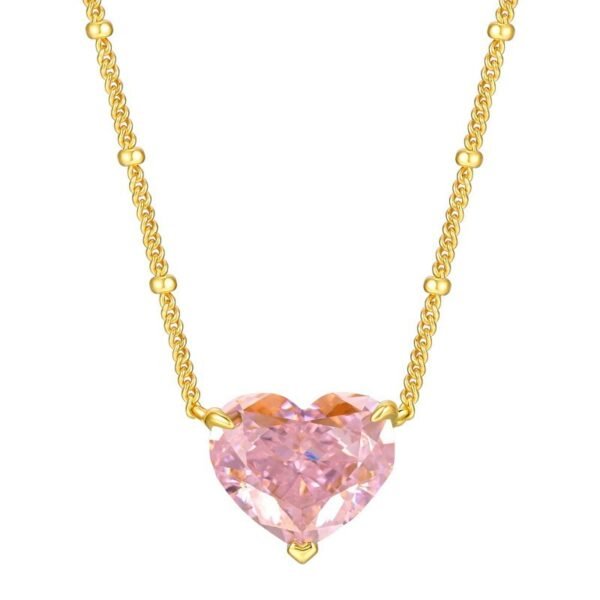 Simple geometric love heart yellow high carbon diamond necklace women's S925 sterling silver plated white gold necklace - Image 6