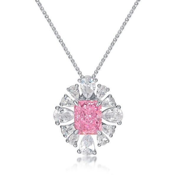 Customized S925 silver pendant necklace women ice flower cut high carbon diamond surrounded by zirconia pendant fashion light luxury - Image 6