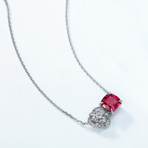 Rose corundum necklace female S925 silver inlaid colorful treasure collarbone chain light luxury fashion - Image 6