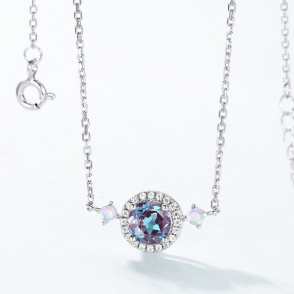 Light luxury fashion alexandrite necklace S925 silver full inlaid cultivation variegated stone colored treasure collarbone chain female - Image 6