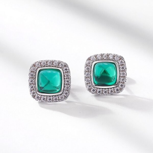 Cultivate emerald earrings female S925 silver Song Huijiao same earrings light luxury simple niche Korean version - Image 6