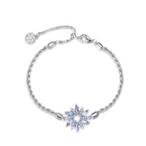 Winter snowflake models colorful treasure bracelet S925 silver with sparkling colorful treasure adjustable hand jewelry