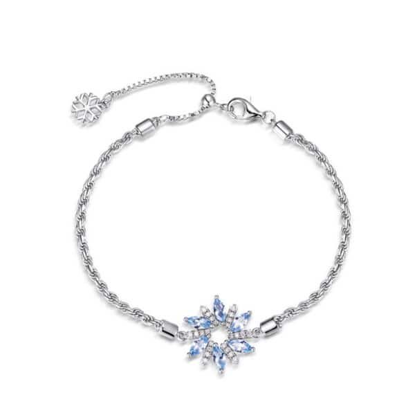 Winter snowflake models colorful treasure bracelet S925 silver with sparkling colorful treasure adjustable hand jewelry