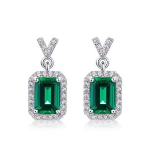 Geometric cultivation emerald earrings S925 silver full set colorful gemstone vintage earrings light luxury hundred
