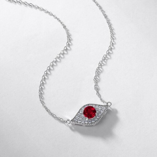 Devil's Eye Cultured Emerald Necklace Women S925 Silver Cultured Colored Treasure Collarbone Chain for Women - Image 6