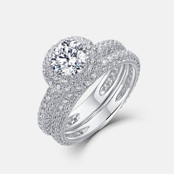 Brilliant sparkling moissanite diamond ring women S925 silver heavy full set color diamond ring combination ring fashion - Image 6