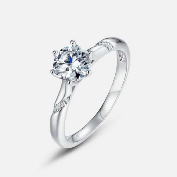 Classic Twisted Arm Setting One Carat Moissanite Ring S925 Sterling Silver Proposal Engagement Couple Diamond Ring - Image 6