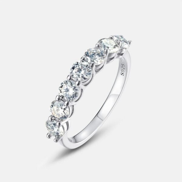 Moissanite pair ring women's single row diamond ring S925 silver inlaid colorful treasure stacking finger ring simple - Image 6