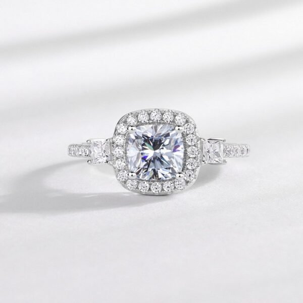Section classic radiant fat square moissanite ring female S925 silver full of diamonds sparkling proposal finger ring couple gift - Image 6