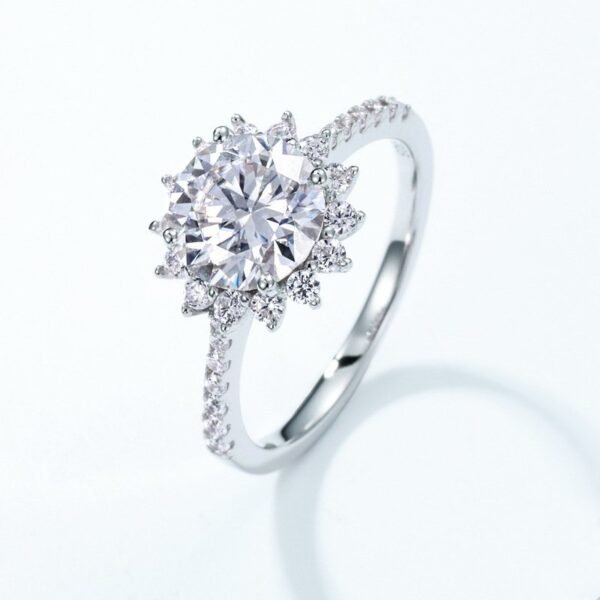 Hot pick sunflower radiant moissanite ring S925 silver inlaid D color moissan couple engagement ring fashion - Image 6