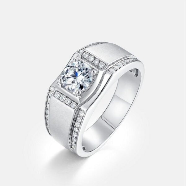 Brilliant 1 carat moissanite ring men's S925 silver inlaid colorful treasure wedding ring Europe and the United States atmosphere light luxury - Image 6
