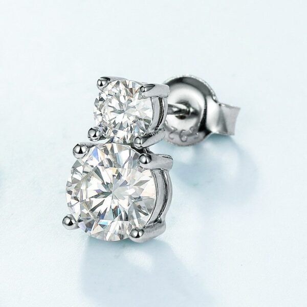 Brilliant gourd 1 carat moissanite earrings S925 silver double diamond colorful treasure earrings wind atmosphere simple - Image 5