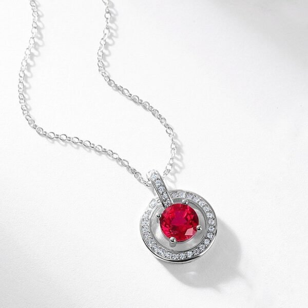 The section circle cultivation ruby sterling silver necklace S925 silver with cultivation colorful treasure full of diamonds collarbone chain customized - Image 6