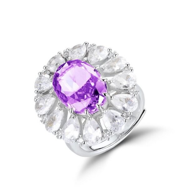 New S925 silver egg-shaped aquamarine ring ice flower cut high carbon diamond ring luxury fashion - Image 6