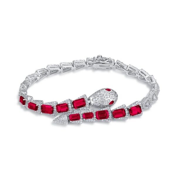 Light Luxury Fashion Snake Bone Bracelet S925 Silver Full Set Cultured Emerald Hand Jewelry Heavy Duty Premium - Image 6