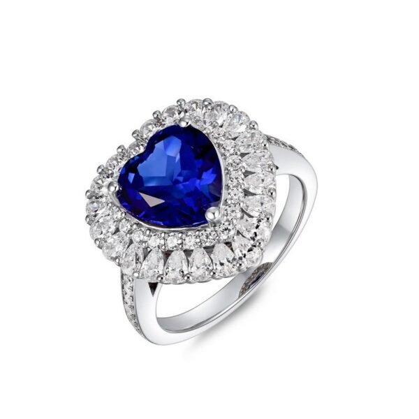 Explosion S925 silver ring ice flower cut high carbon diamond red and blue colored treasure finger ring love fashion style spot - Image 6
