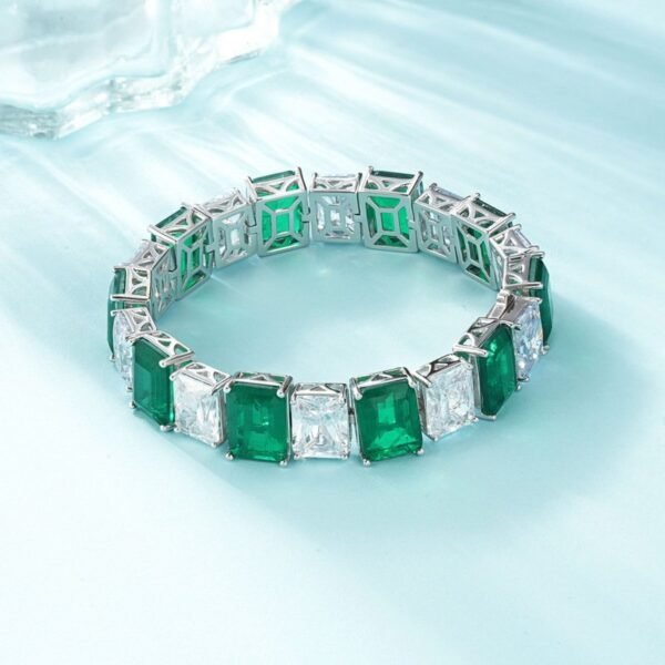 S925 silver inlaid cultivation color treasure bracelet double compartment color full of diamonds light luxury hand jewelry atmosphere fashion - Image 7