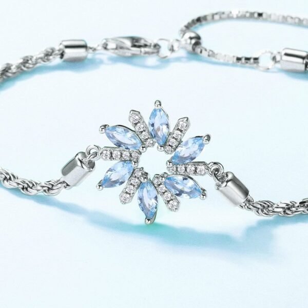 Winter snowflake models colorful treasure bracelet S925 silver with sparkling colorful treasure adjustable hand jewelry - Image 5