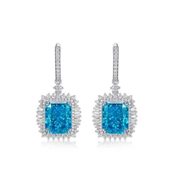 New S925 Silver Ice Flower Cut High Carbon Diamond Earrings Female Square Sugar Colored Treasure Fashion Earrings - Image 6