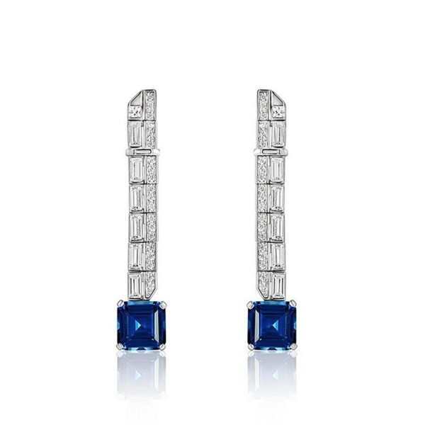 New S925 silver red corundum earrings long paragraph with personality simple design senior earrings - Image 6