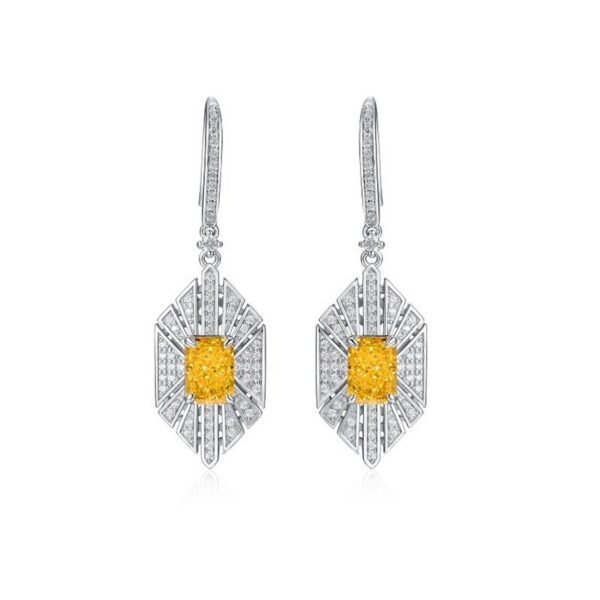 925 Silver 4.2ct Ice Flower Cut Goose Yellow High Carbon Diamond Ear Hooks Luxury Earrings Manufacturer - Image 7