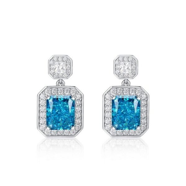 S925 silver ice flower cut high carbon diamond earrings female square sugar gemstone earrings fashion simple - Image 6