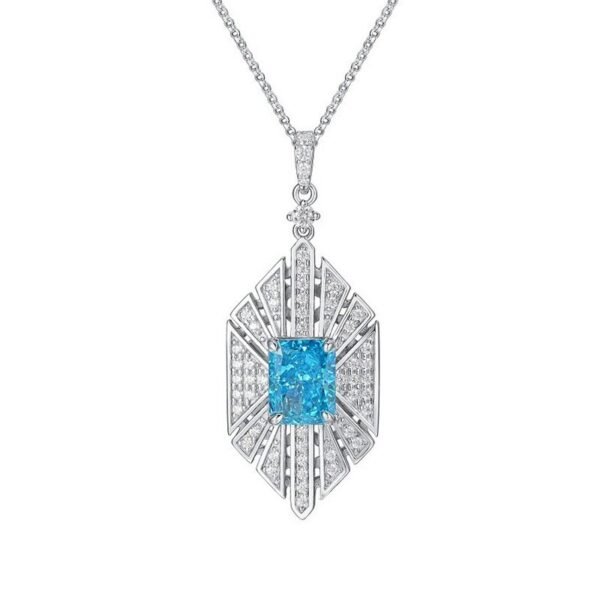 Hot sale S925 silver ice flower cut high carbon diamond fashion pendant necklace set factory direct sale - Image 7