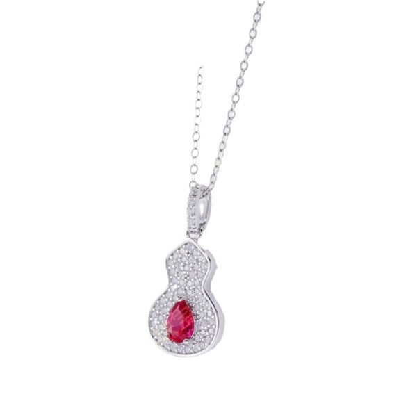 New Chinese cultivation ruby gourd necklace female S925 silver inlaid cultivation colorful treasure full of diamonds collarbone chain light luxury fashion - Image 7