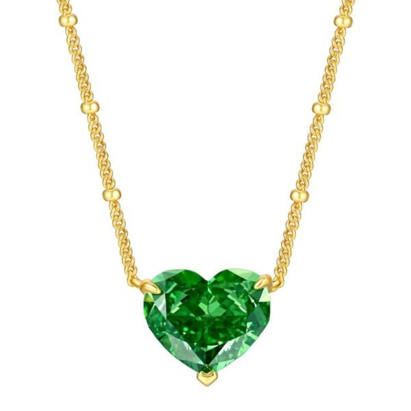 Simple geometric love heart yellow high carbon diamond necklace women's S925 sterling silver plated white gold necklace - Image 7